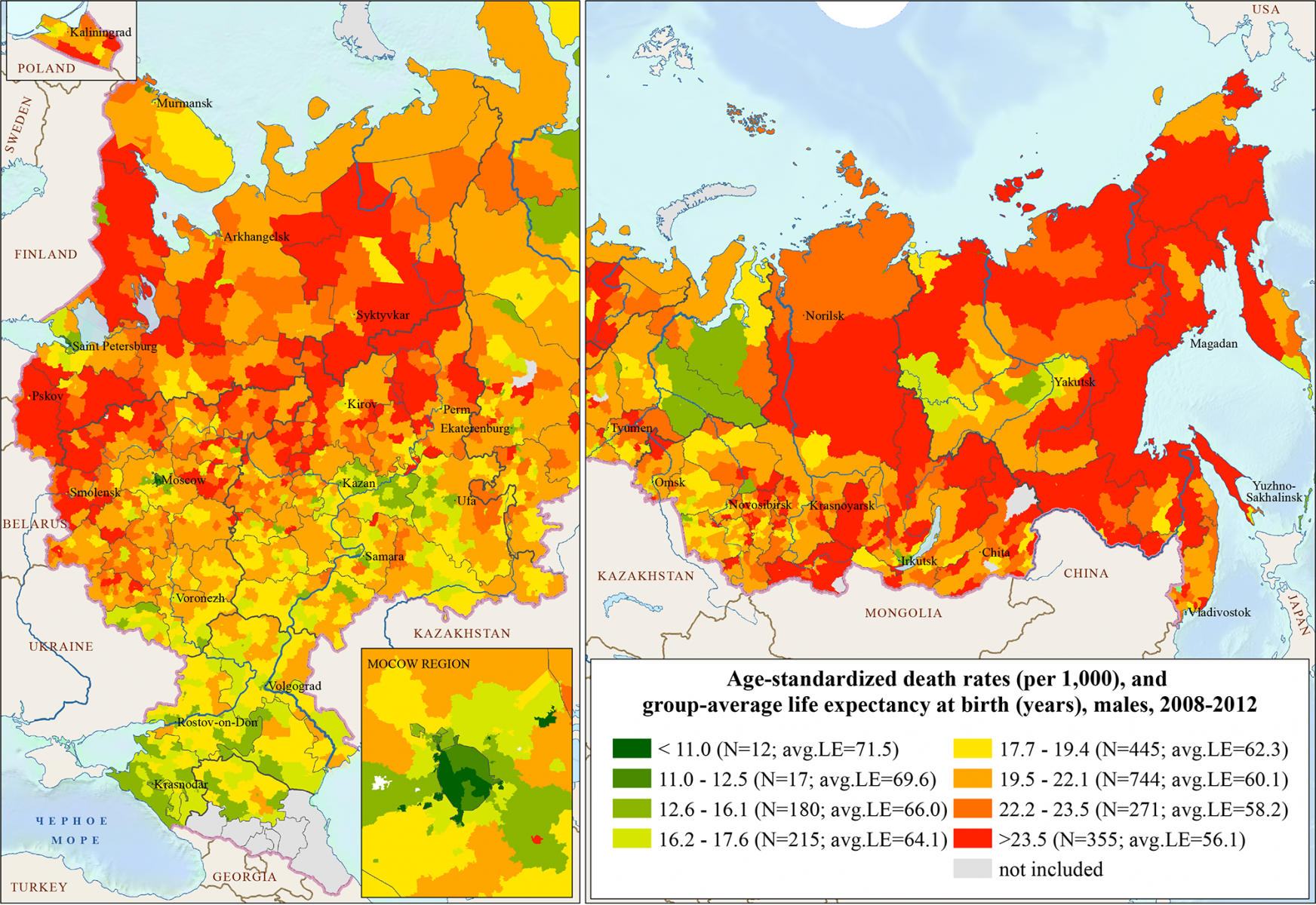 Смертность по районам / городам